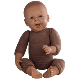 Nouveau-né 49cm 2,7kg - Mannequin de démonstration pour l’allaitement et le portage - Timo2 (Garçon peau foncée)