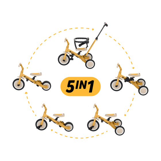 Petite&Mars - Turbo - Tricycle Enfant Multifonctionnel 5en1 Petite & Mars
