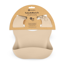 Petite&Mars - Take&Match - Bavoir avec récupérateur en silicone - Desert-Sand