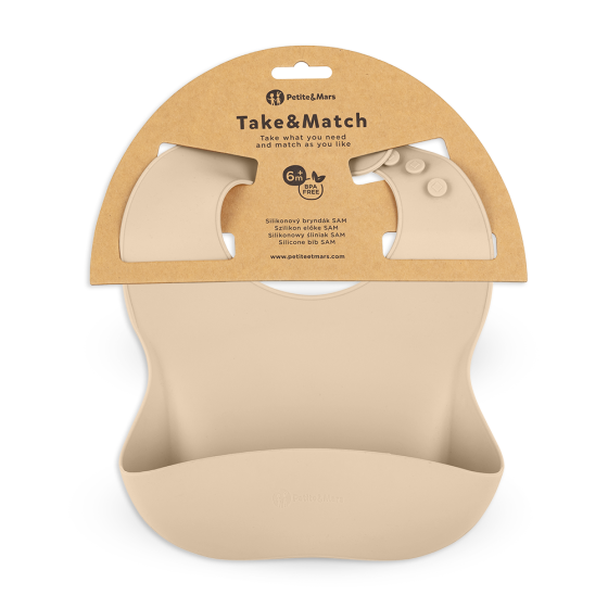 Petite&Mars - Take&Match - Bavoir avec récupérateur en silicone