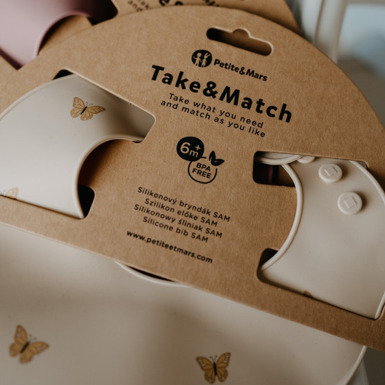 Petite&Mars - Take&Match - Bavoir avec récupérateur en silicone
