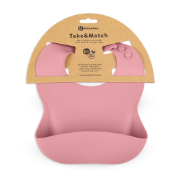 Petite&Mars - Take&Match - Bavoir avec récupérateur en silicone - Dusty-Rose