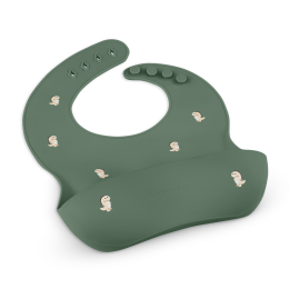 PETITE&MARS Silicone bib Take&Match - Green Dinos