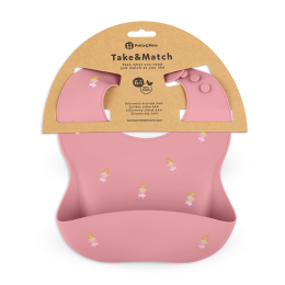 Petite&Mars - Take&Match - Bavoir avec récupérateur en silicone Petite & Mars