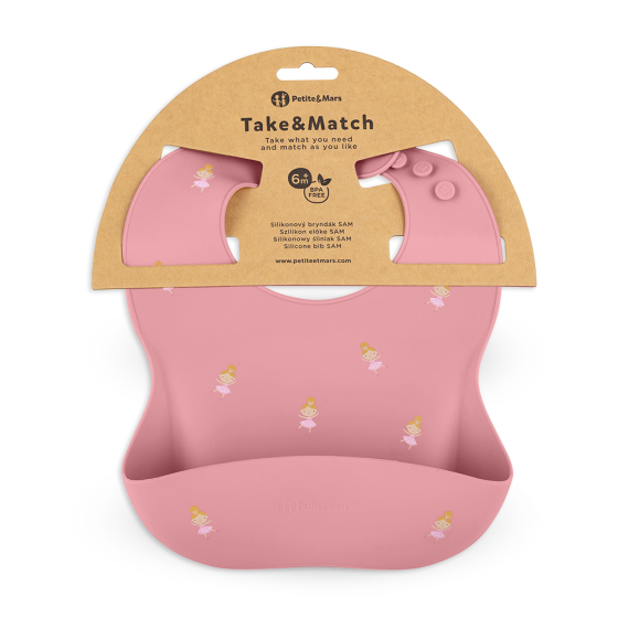 Petite&Mars - Take&Match - Bavoir avec récupérateur en silicone
