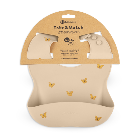Petite&Mars - Take&Match - Bavoir avec récupérateur en silicone