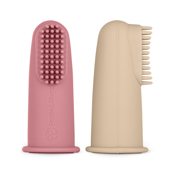 Petite&Mars - Lot de 2 brosses à dents à doigt pour bébé en silicone
