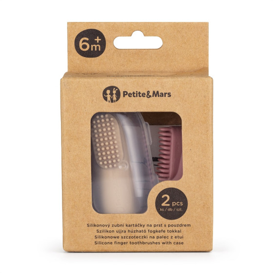 Petite&Mars - Lot de 2 brosses à dents à doigt pour bébé en silicone