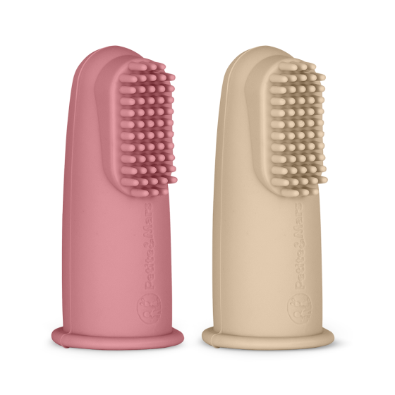 Petite&Mars - Lot de 2 brosses à dents à doigt pour bébé en silicone