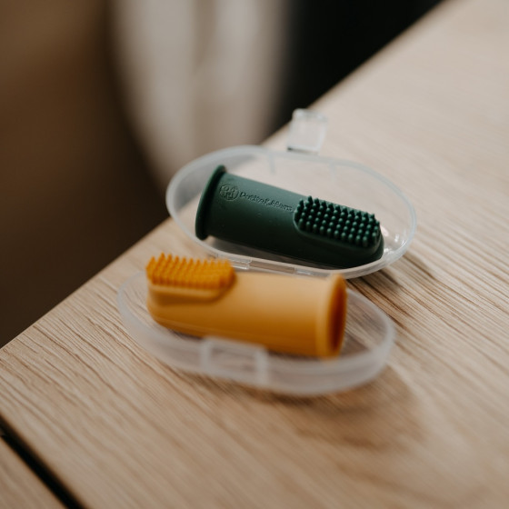 Petite&Mars - Lot de 2 brosses à dents à doigt pour bébé en silicone