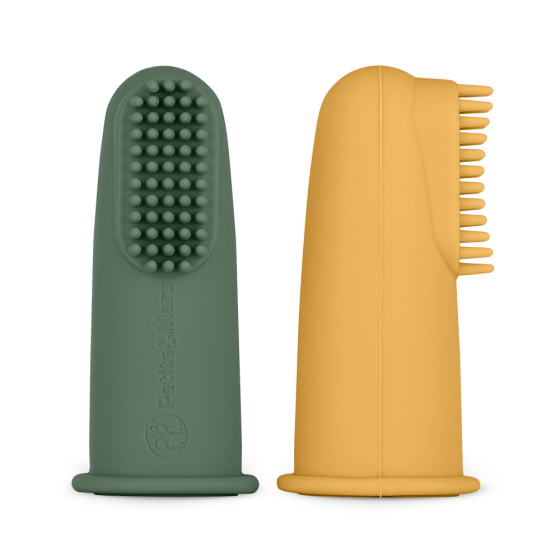 Petite&Mars - Lot de 2 brosses à dents à doigt pour bébé en silicone
