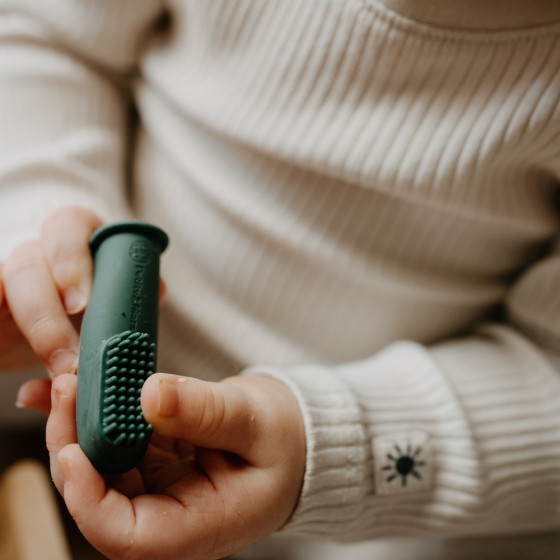 Petite&Mars - Lot de 2 brosses à dents à doigt pour bébé en silicone