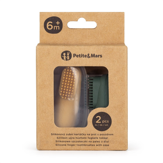 Petite&Mars - Lot de 2 brosses à dents à doigt pour bébé en silicone