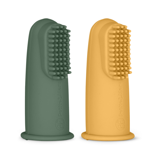 Petite&Mars - Lot de 2 brosses à dents à doigt pour bébé en silicone