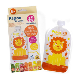 Petite&Mars - Papoo Original - Lot de 6 Gourdes Réutilisables - lion