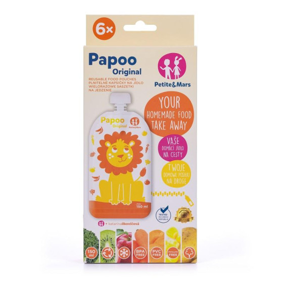 Petite&Mars - Papoo Original - Lot de 6 Gourdes Réutilisables