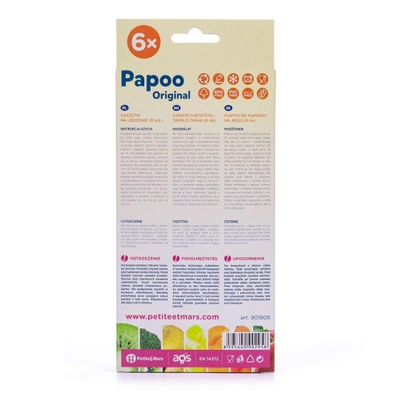 Petite&Mars - Papoo Original - Lot de 6 Gourdes Réutilisables