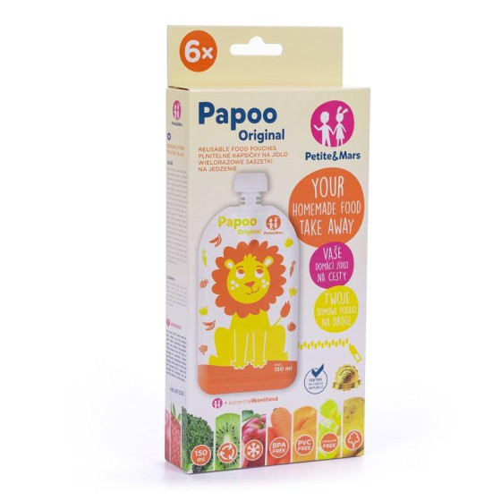 Petite&Mars - Papoo Original - Lot de 6 Gourdes Réutilisables