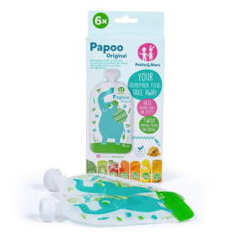 Petite&Mars - Papoo Original - Lot de 6 Gourdes Réutilisables - éléphant
