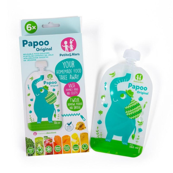Petite&Mars - Papoo Original - Lot de 6 Gourdes Réutilisables