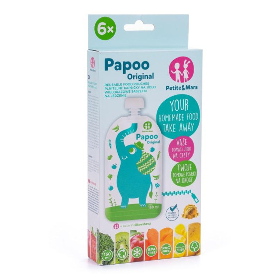 Petite&Mars - Papoo Original - Lot de 6 Gourdes Réutilisables