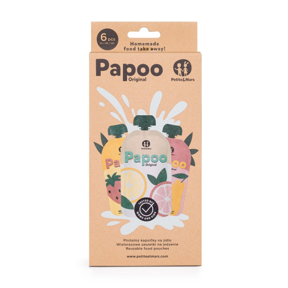 Petite&Mars - Papoo Original - Lot de 6 Gourdes Réutilisables
