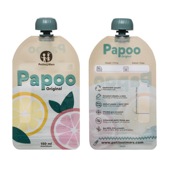 Petite&Mars - Papoo Original - Lot de 6 Gourdes Réutilisables