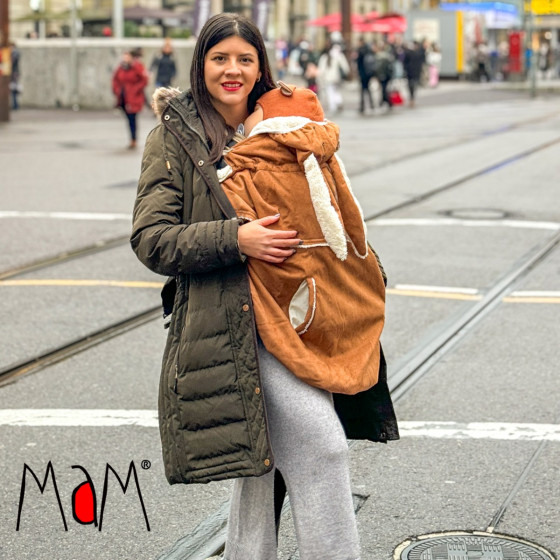 MaM Promenade Flex - Couverture de Portage d'Hiver avec oreilles de lapin