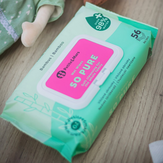 Petite&Mars - SO PURE - Lingettes jetables en bamboo biodegradable x 56