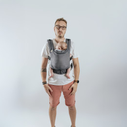 Naturioù Guizy Gris Marin - Ergonomic baby carrier from birth - Millefeuilles Ocre
