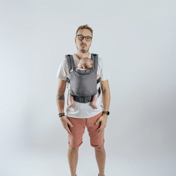 Naturioù Guizy Gris Marin - Ergonomic baby carrier from birth