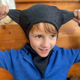 ManyMonths Elephant Hood with Kitty Ears UNiQUE - Foggy Black