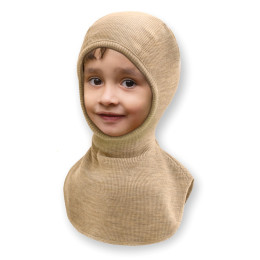 Manymonths Elephant Hood - Cagoule bébé en laine mérinos - Driftwood Taupe
