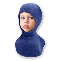 Manymonths Elephant Hood - Cagoule bébé en laine mérinos - Twilight Blue