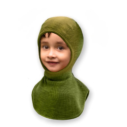 Manymonths Elephant Hood - Cagoule bébé en laine mérinos - Garden Moss Green