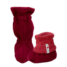 Manymonths Chaussons de portage d'hiver Laine Merinos / Polaire 2025-2026 - Red Canyon (polaire rouge / laine rouge)