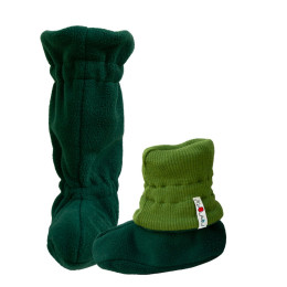 Manymonths Chaussons de portage d'hiver Laine Merinos / Polaire 2025-2026 - Garden Moss Green (polaire vert / laine vert)