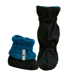 Manymonths Chaussons de portage d'hiver imperméables en laine et softshell MAM*tec - Seabreeze Teal / Black) - Laine bleu / SoftShell noir