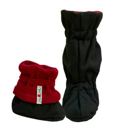 Manymonths Chaussons de portage d'hiver imperméables en laine et softshell MAM*tec - Wild Pomegranate / Black - Laine bordeaux / SoftShell noir