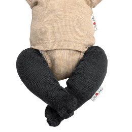Manymonths Long Tubes Booties Chaussons / chaussettes de portage ajustables en laine - Foggy Black