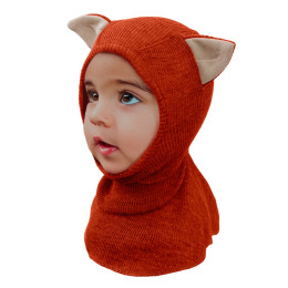 ManyMonths Elephant Hood with Kitty Ears UNiQUE - Cagoule Chat en laine mérinos - Rich Amber