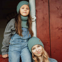 Fun2BeMum Couvre-cou pour enfant en laine mérinos - Dust Mint