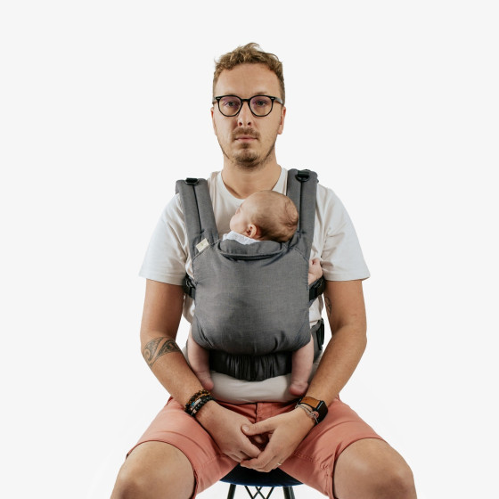 Naturioù Guizy Gris Marin - Ergonomic baby carrier from birth