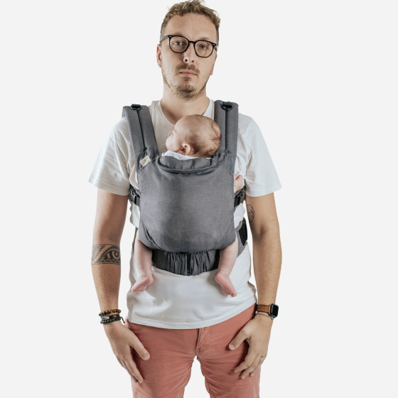 Guizy Gris Marin - Porte-bébé physiologique dès la naissance