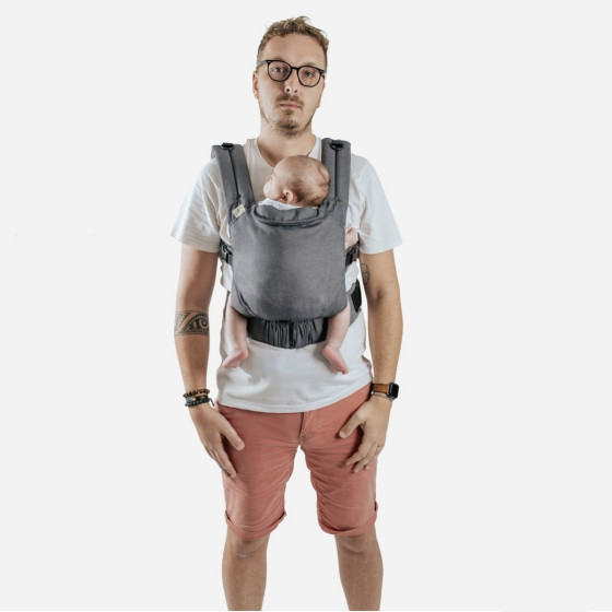 Naturioù Guizy Gris Marin - Ergonomic baby carrier from birth