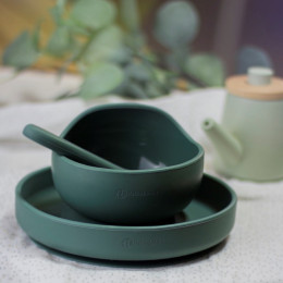 Petite&Mars - Silicone bowl with suction pad TAKE&MATCH 6m+ - Misty-Green