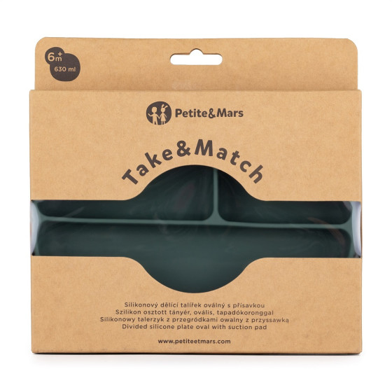 Petite&Mars - Silicone divided plate oval with suction pad TAKE&MATCH 6m+