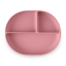 Petite&Mars - Silicone divided plate oval with suction pad TAKE&MATCH 6m+ - Dusty-Rose