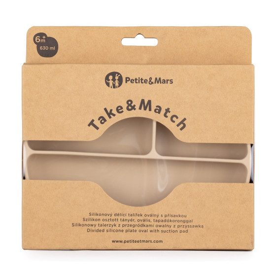 Petite&Mars - Silicone divided plate oval with suction pad TAKE&MATCH 6m+