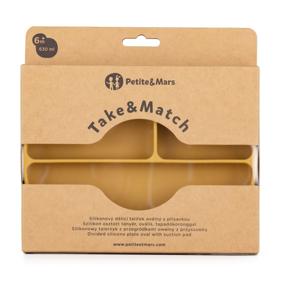 Petite&Mars - Silicone divided plate oval with suction pad TAKE&MATCH 6m+